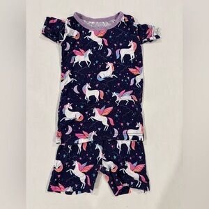 Little Sleepies Unicorn Print VGUC 2T bamboo pj set